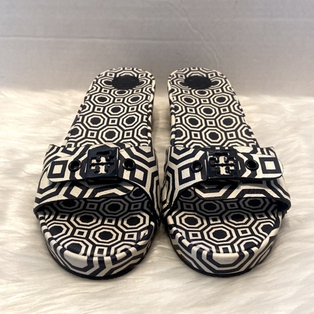 Tory Burch Noah Navy Leather Slides Size 7 1/2 - Picture 4 of 16